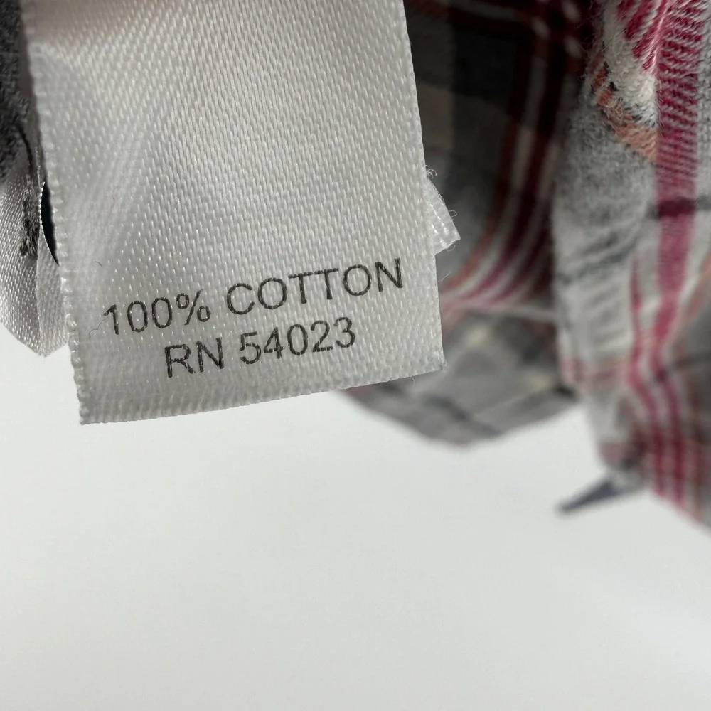 Banana Republic Shirt Mens XL Plaid Flannel Button Down Gray Red Long Sleeve